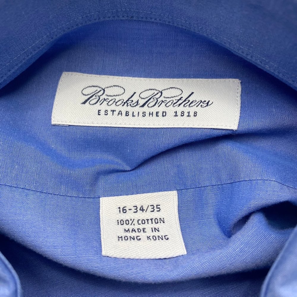 Brooks Brothers Cotton Dress Shirt Solid Blue - Picture 4 of 7